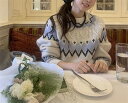 秋冬レディース服 カジュアル系 厚手 ゆったり 花柄 丸襟 ニットセーター 防寒 温かい トップス