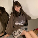 秋冬レディース服 カジュアル系 英字プリント ロングトレーナー コート 防寒 温かい トップス