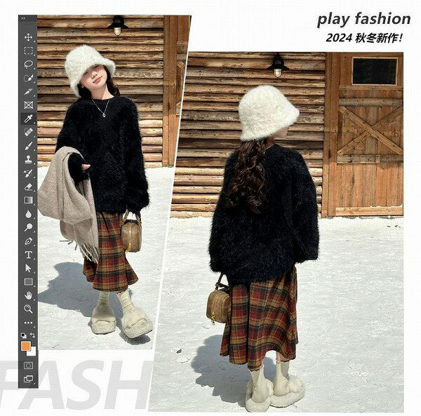 ★秋冬子供服★おしゃれ ゆったり 厚手 セーター & スカート セットアップ 韓国風子供服 防寒 温かい