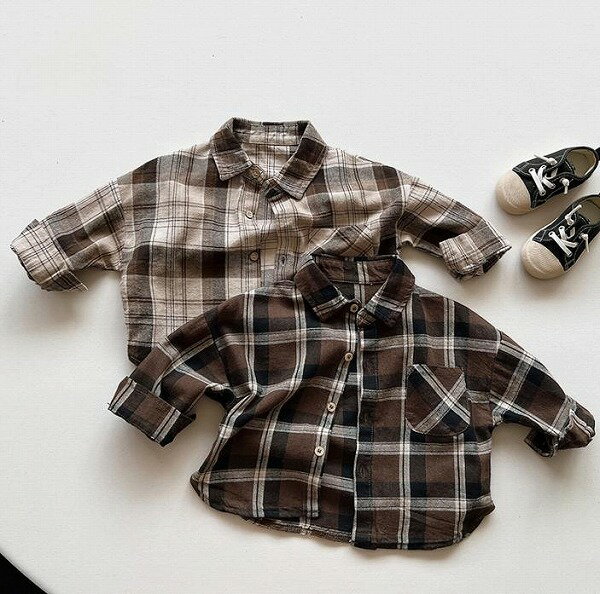 ★秋冬子供服★レトロ ストライプ柄 長袖シャツ 韓国風子供服 トップス 男女兼用 全2色