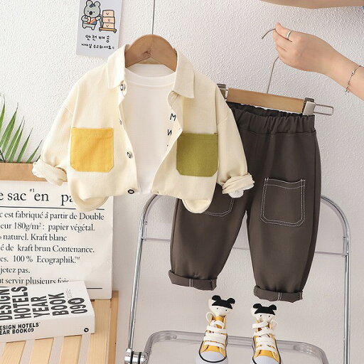 新作 春服 子供服 男の子 コート トレーナー ロングパンツ セットアップ 3点セット 韓国風 80-120cm 新作 春服 子供服 男の子 コート トレーナー ロングパンツ セットアップ 3点セット 韓国風 80-120cm