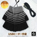 秋冬 レディース メンズ 手袋 グローブ USB 温度調節 発熱 ボーダー USBウォーマー ヒーター 指穴 会社