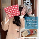 新作 レディース バッグ ポーチ 格子柄 ワッフル ボア もこもこ 可愛い チェック柄 かわいい コスメ