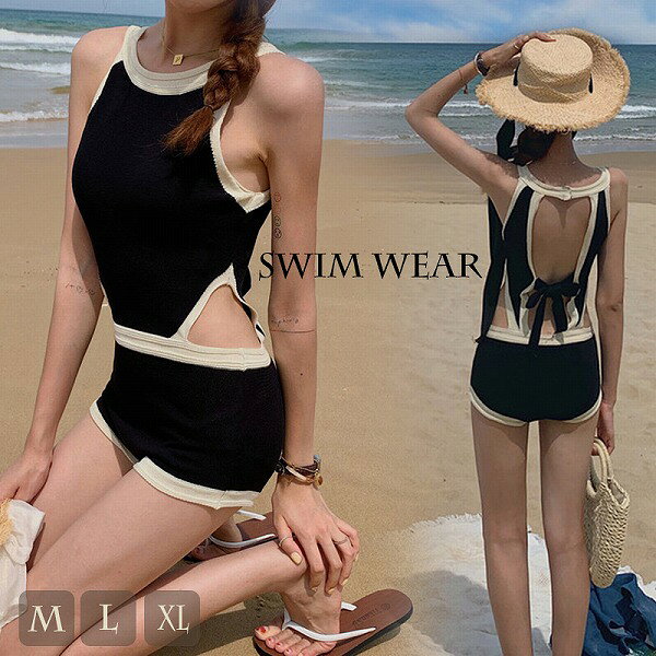 新作 レディース ビキニ 水着 大人 可愛い M L XL 背中見せ バックリボン 白黒 セクシー 綺麗