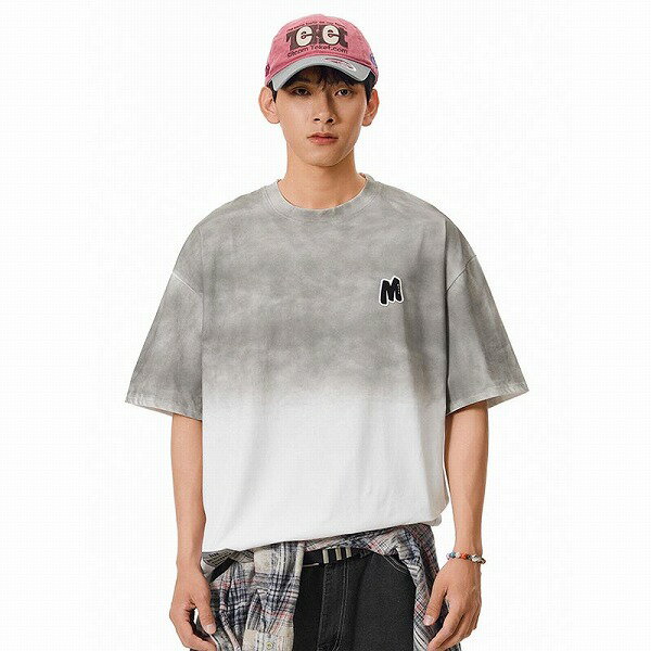 メンズ グラデーションTシャツ 半袖 ストリート アメリカンカジュアルトップス カットソー コットン★