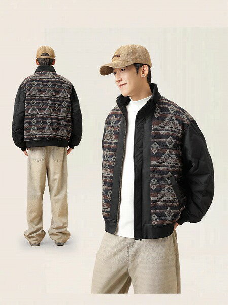 メンズ エスニック柄 ダウンジャケット 男女兼用 ストリート系 防寒アウター 秋冬 新作★全2色