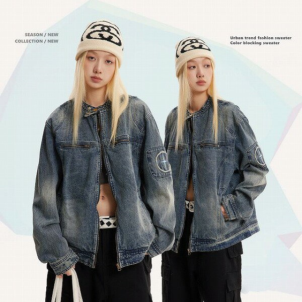メンズファッション デニム ジャケット 男女兼用 ストリート系 アウター 秋冬 新作★