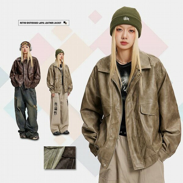 メンズファッション ライダースジャケット 男女兼用 ストリート系 PU アウター 春秋冬 新作★