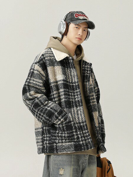 メンズ 刺繍入り ウール 中綿 ジャケット 男女兼用 ストリート系 アウター 秋冬 新作★全3色