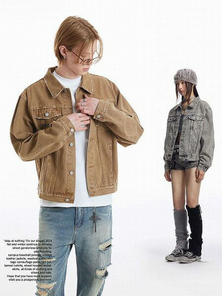 メンズ ビンテージ風 デニムジャケット 男女兼用 ストリート系 アウター 春秋 新作★全2色