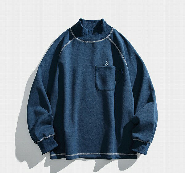 メンズ 刺繍入り ハーフハイネック トレーナー 男女兼用 ストリート系 トップス 春秋 新作★全4色