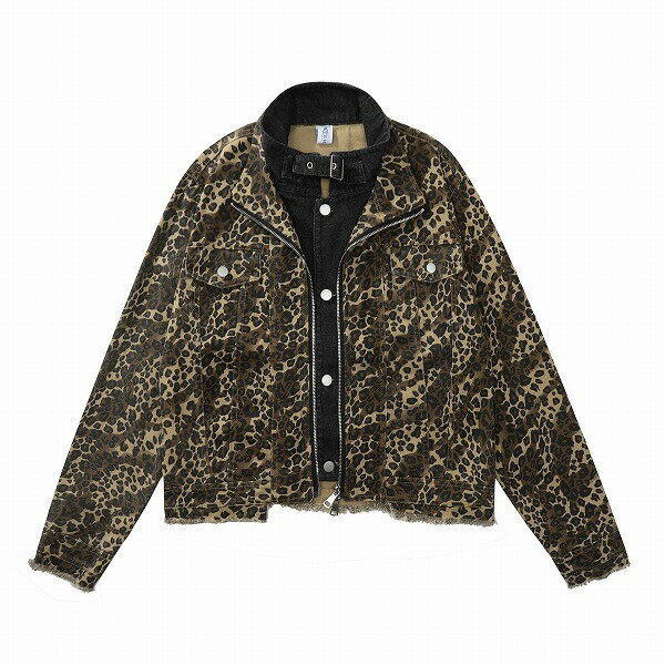 メンズ アニマル柄 デニム ジャケット 男女兼用 ストリート系 偽二枚 アウター 春夏 新作★
