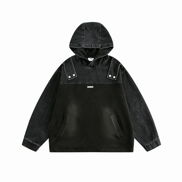 メンズファッション デニム パーカー 男女兼用 ストリート系 フード付きトップス 秋冬 新作★