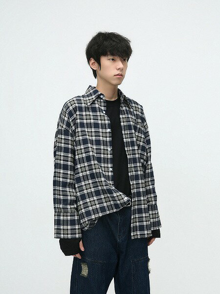 メンズファッション チェック柄 長袖 シャツ 男女兼用 ストリート系 アウター 秋冬 新作★全2色