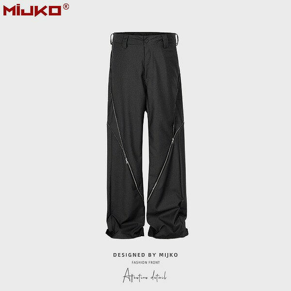 メンズファッション ジッパー付き スラックス 男女兼用 ストリート系 ボトムス 秋冬 新作★全2色