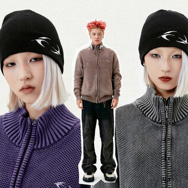 メンズ ビンテージ風 ニットカーディガン 男女兼用 ジップアップ アウター 秋冬 新作★全3色