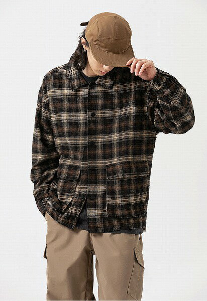 メンズ チェック柄 長袖 シャツ 男女兼用 ストリート系 アウター 秋冬 新作★全2色