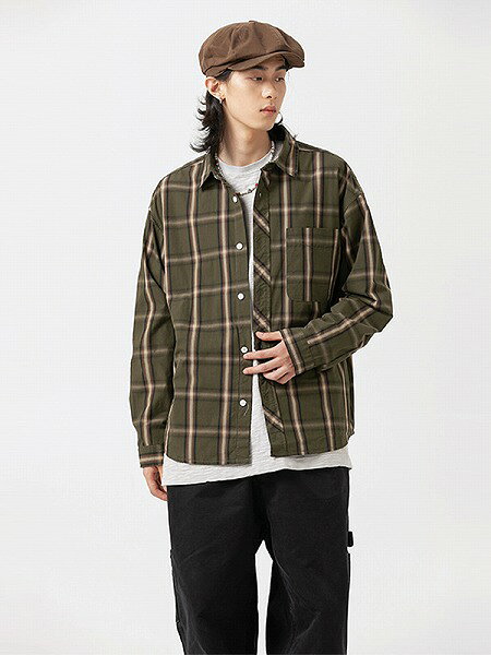 メンズ チェック柄 長袖 シャツ 男女兼用 ストリート系 アウター 秋冬 新作★全2色