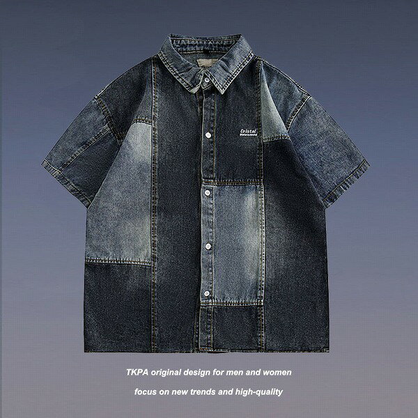 メンズファッション デニム 半袖シャツ 男女兼用 サマーアウター 春夏 新作★