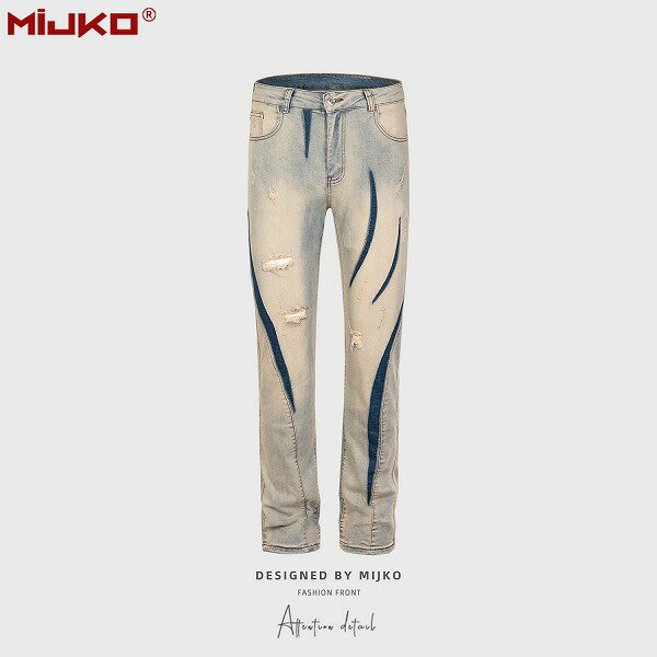 メンズ ダメージ加工 ビンテージ風 デニムパンツ 男女兼用 ストリート系 ジーンズ ボトムス 春夏 新作★