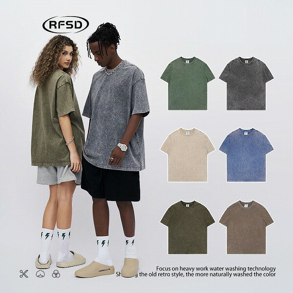 メンズファッション ビンテージ風 無地 半袖Tシャツ 男女兼用 ストリート系 トップス 春夏 新作★全6色