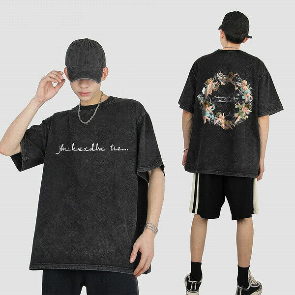 メンズファッション ラウンドネック 半袖Tシャツ 男女兼用 ストリート系 トップス 春夏 新作★全8色