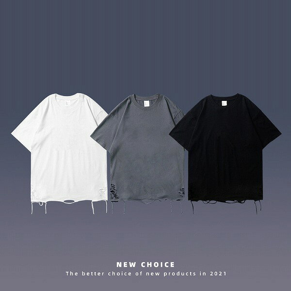 メンズ ビンテージ風 ダメージ加工 半袖 Tシャツ 男女兼用 ストリート系 トップス 春夏★全3色