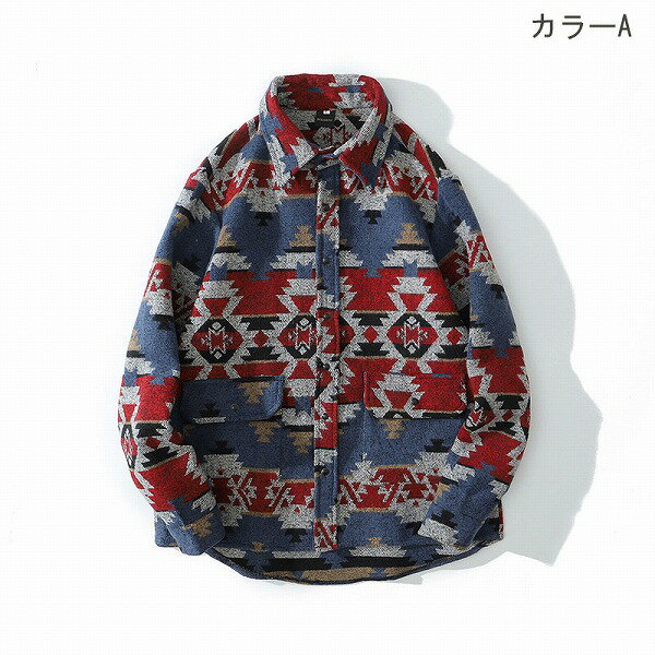 メンズ エスニック柄 長袖 厚手シャツ 男女兼用 ストリート系 アウター 秋冬 新作★全7タイプまとめ