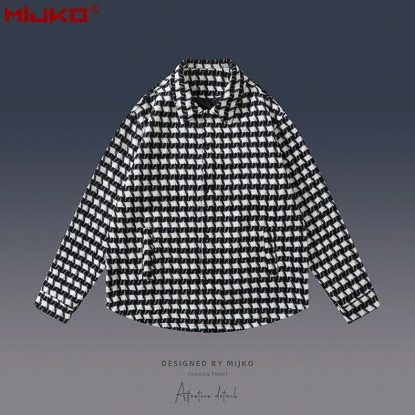 メンズ 幾何柄 ウール 長袖シャツ 男女兼用 ストリート系 シャツアウター秋冬 新作★全2色