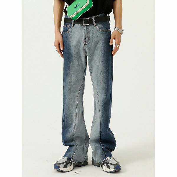 メンズファッション 絞り染め デニムパンツ 男女兼用 ストリート系 ベルボトムス 春秋 新作★