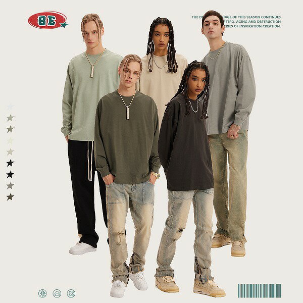 メンズファッション ラウンドネック 無地 Tシャツ 男女兼用 カジュアル トップス 秋冬 新作★全9色