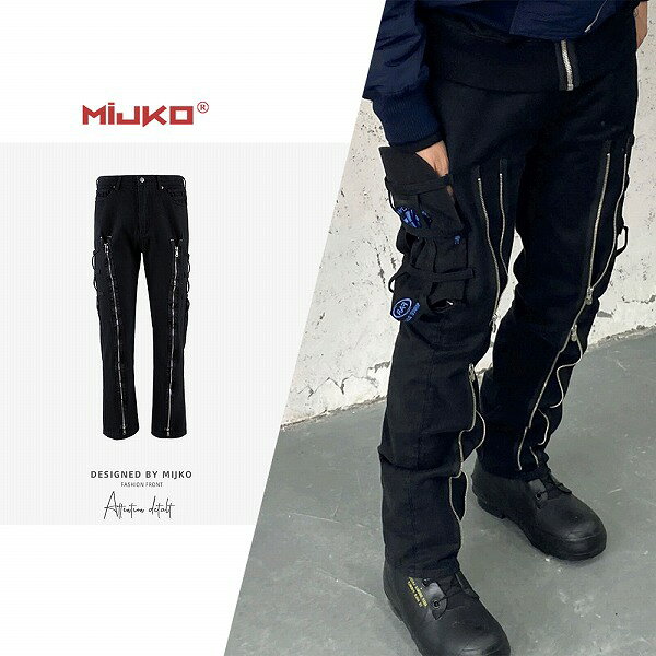 メンズファッション ジップ付き デニムパンツ 男女兼用 ストリート系 ボトムス 春秋冬 新作★