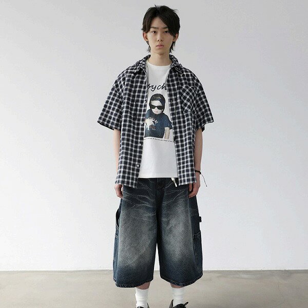 P21336 ストレート 韓国風 デニム ボトムス ファッショ 春夏新作 ハーフパンツ ワイド レトロ