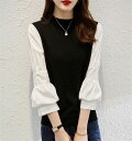 この1枚で今年風に レディース フェイク2ピース上着 ラウンドネック 七分袖 秋 ウールのつなぎ 綿