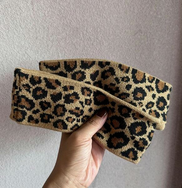 春秋新作 レディース ニット 毛糸 レオパード柄 スカーフ バンダナ★ヘアバンド★カチューシャ