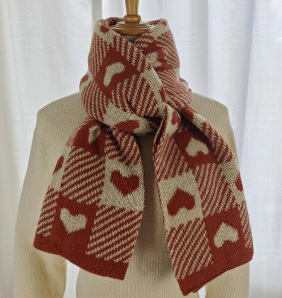 秋冬新作 レディース ニット 毛糸 ロング チェック柄 マフラー ストール 厚手 防寒 男女兼用