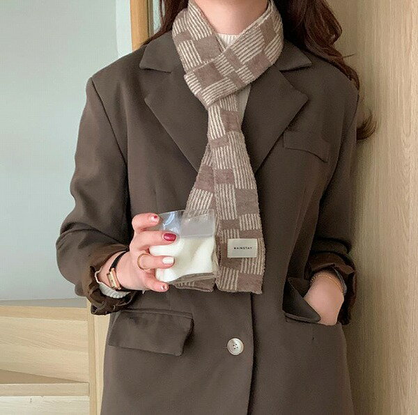 秋冬新作 レディース ニット 毛糸 チェック柄 スカーフ マフラー ストール 襟巻 雑貨 6色