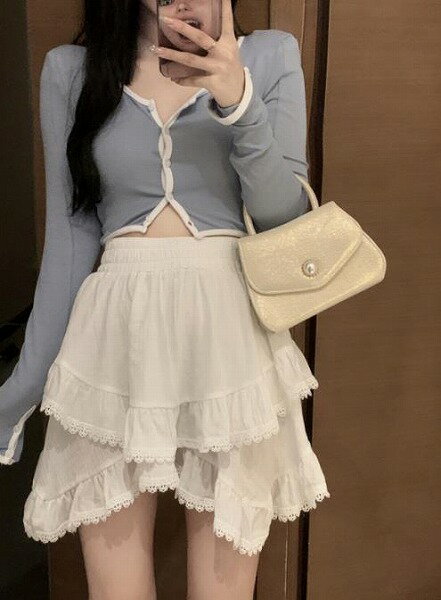 春夏新作 ボトムス 女 レディース 無地 ハイウエスト ミニ スカート 台型スカート