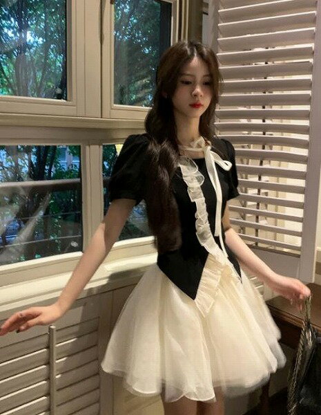 春夏新作 ボトムス 女 レディース 無地 チュール ハイウエスト ミニ スカート 台型スカート S/M