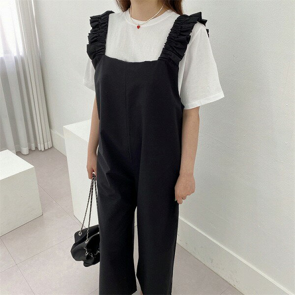 素敵な商品 ロングパンツ ワイドパンツ ゆったりする 体型カバー コンビネゾン オールインワン