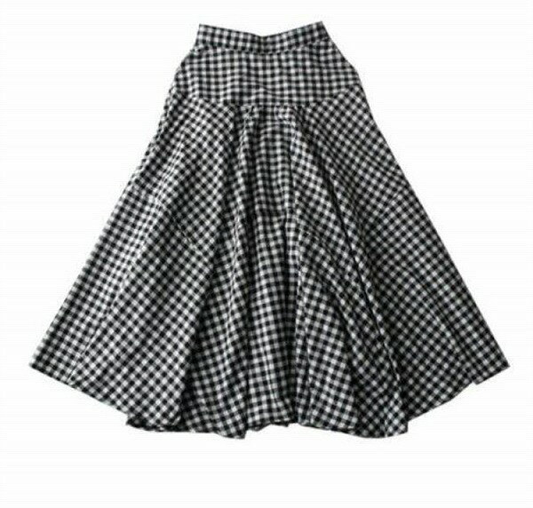 賞賛を受けるすごいですね 大きい裾 縫付 快適である 格子縞 スリム 新品 ロングスカート