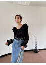 長袖 シャツ フリル sweet系 Vネック 減齢 パフスリーブ 短いスタイル 上着 快適である