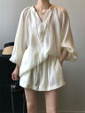 各方面ともよい レースアップ 日よけします セット ワイドパンツ シャツ ショートパンツ