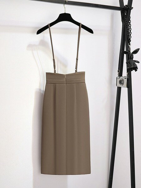 スリム ハイウエストサスペンダースカート タイトスカート スーツスカート