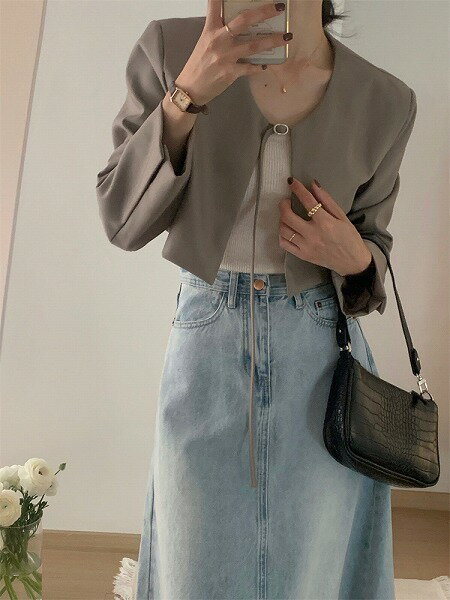 短いスタイル スーツ エレガント スリム レースアップ コート 肌にやさしい