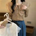 カーディガン 春秋 スリム 大きいサイズ フリル 長袖 ニットトップス 上着 sweet系
