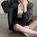 優しい着心地 ショートパンツ 2点セット 腰を括る スリム レトロ フード付き 日焼け止めジャケット