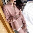 ワイドパンツ 2点セット ファッション プロ ニットトップス ロングパンツ レトロ
