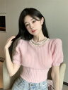 イメージ通りでした sweet系 ニットトップス お出かけ 受け取って腰 真珠 パフスリーブ