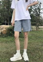 魅力を増すコツ ハイウエスト ショートパンツ ジーンズ ストレート スリム ミドルパンツ(4)